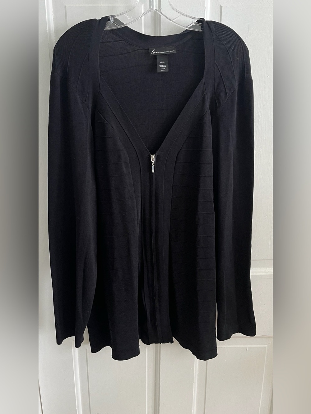 Lane Bryant 26/28 black knit cardigan sweater long sleeves zip front